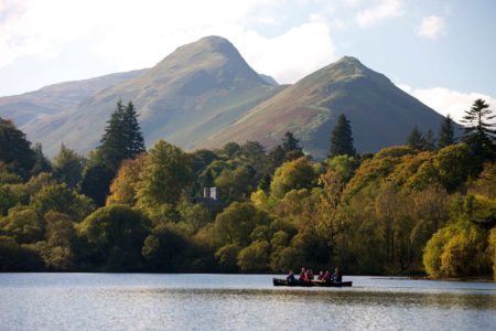 Canoeing on Derwent Water with a fabulous view of Catbells
