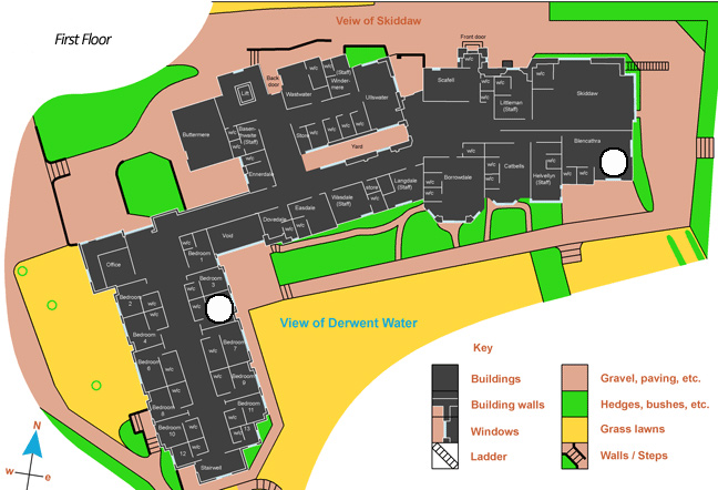 360 panoramic tour link Map of Derwent Hill's first floor.